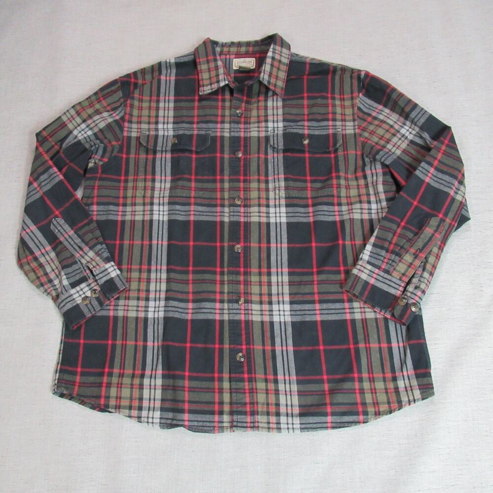 CE Schmidt Workwear Shirt Mens Size XL Black Red Plaid Flannel Outdoor Cabincore